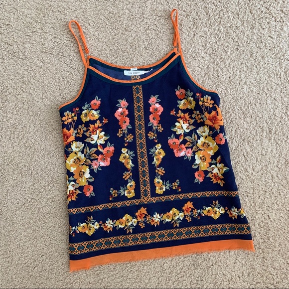 Blu Pepper Tops - Blu Pepper Navy Floral Tank Top Blu Pepper Tops - Blu Pepper Navy Floral Tank Top